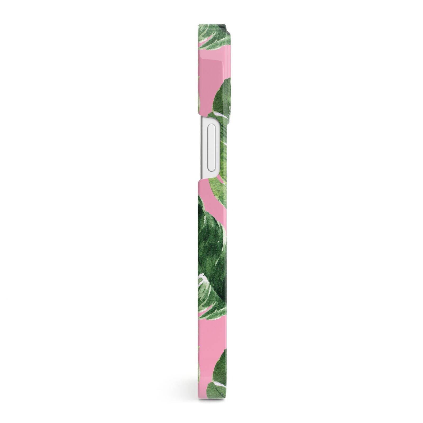 Personalised Pink Green Banana Leaf iPhone 13 Mini Side Image 3D Snap Case