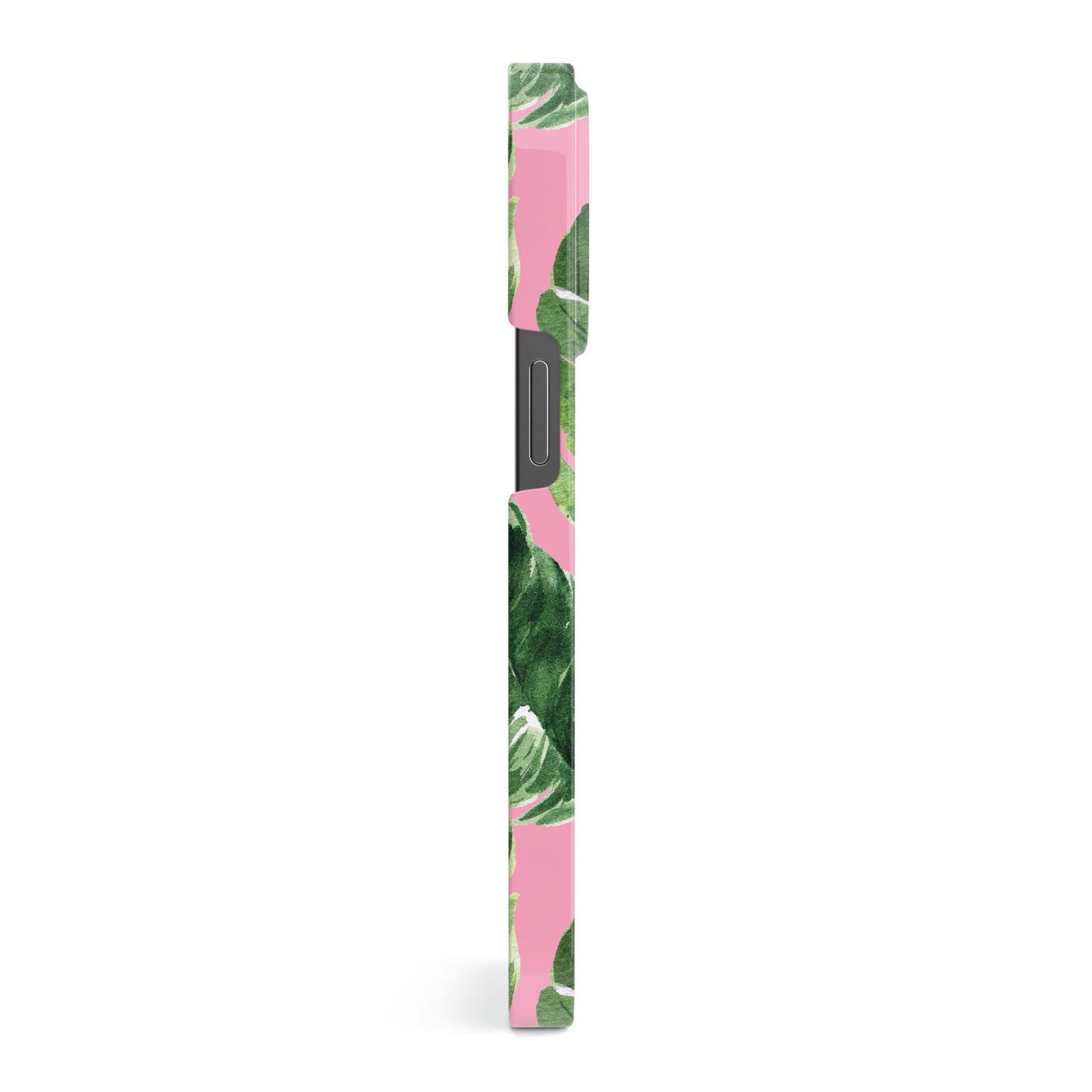 Personalised Pink Green Banana Leaf iPhone 13 Pro Side Image 3D Snap Case