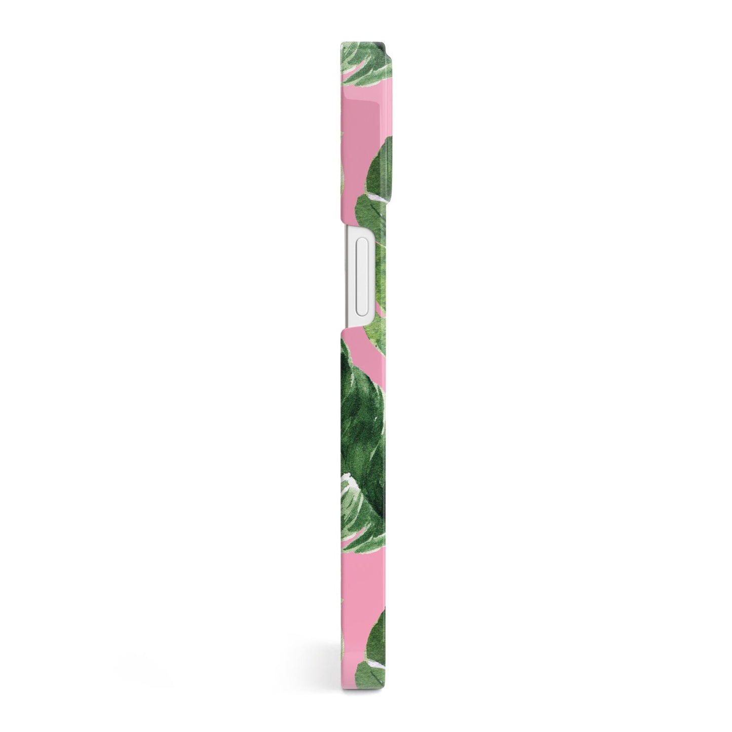 Personalised Pink Green Banana Leaf iPhone 13 Side Image 3D Snap Case