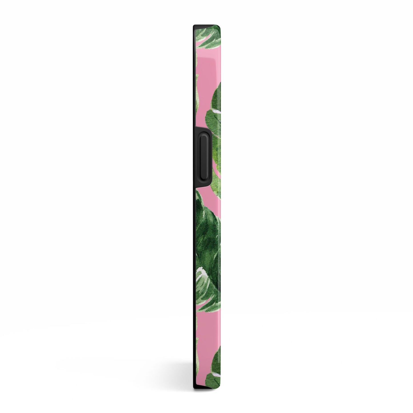 Personalised Pink Green Banana Leaf iPhone 13 Side Image 3D Tough Case