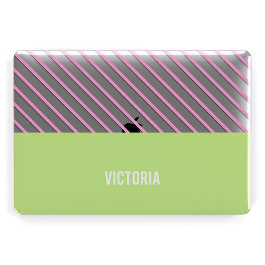 Personalised Pink Green Striped Apple MacBook Case