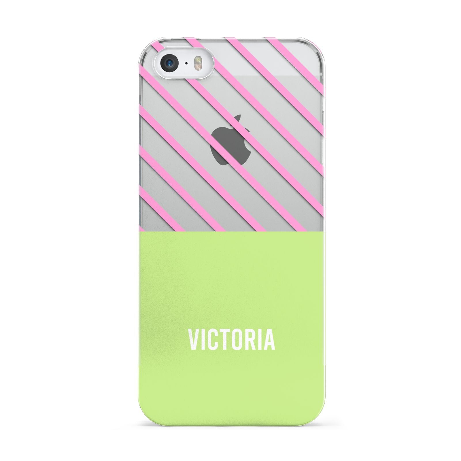 Personalised Pink Green Striped Apple iPhone 5 Case