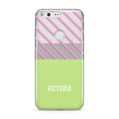 Personalised Pink Green Striped Google Pixel Case