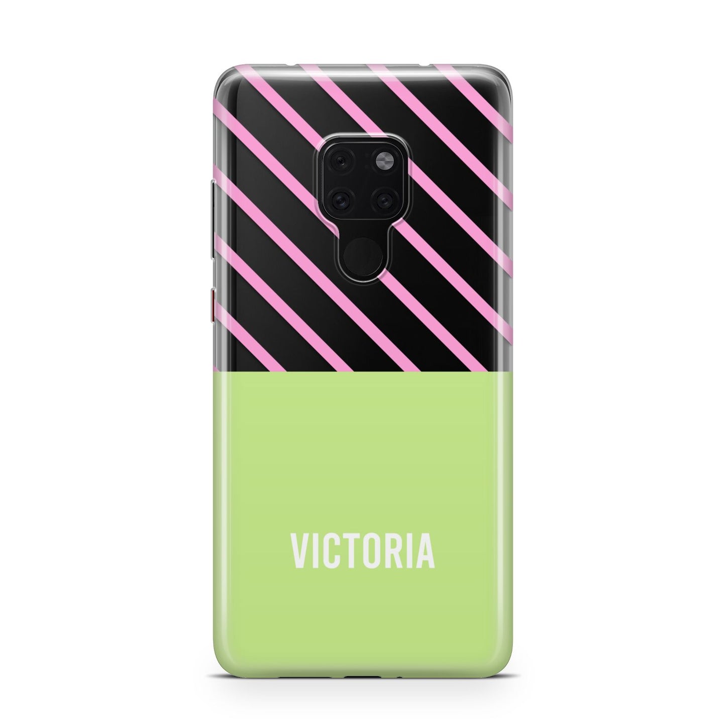 Personalised Pink Green Striped Huawei Mate 20 Phone Case