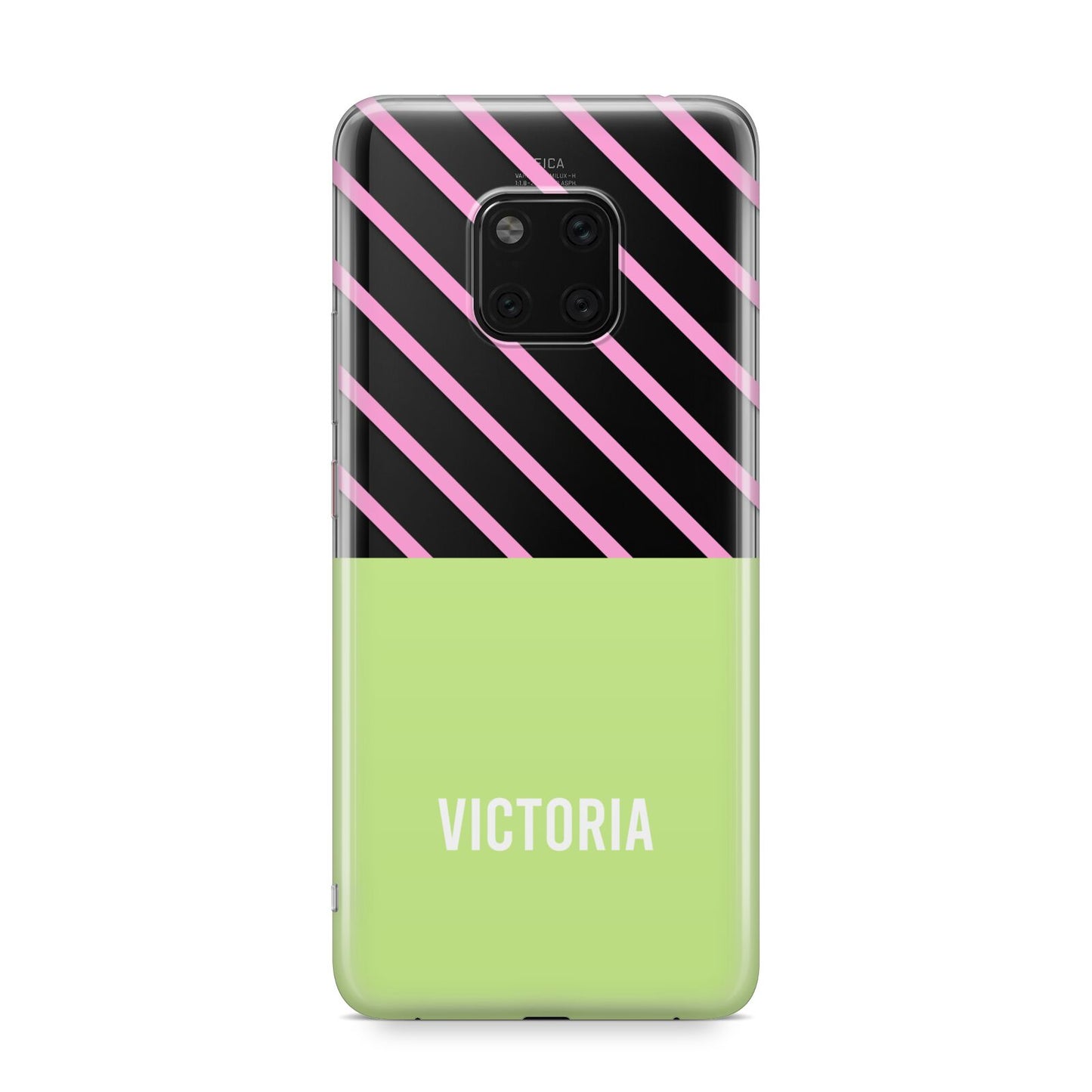 Personalised Pink Green Striped Huawei Mate 20 Pro Phone Case