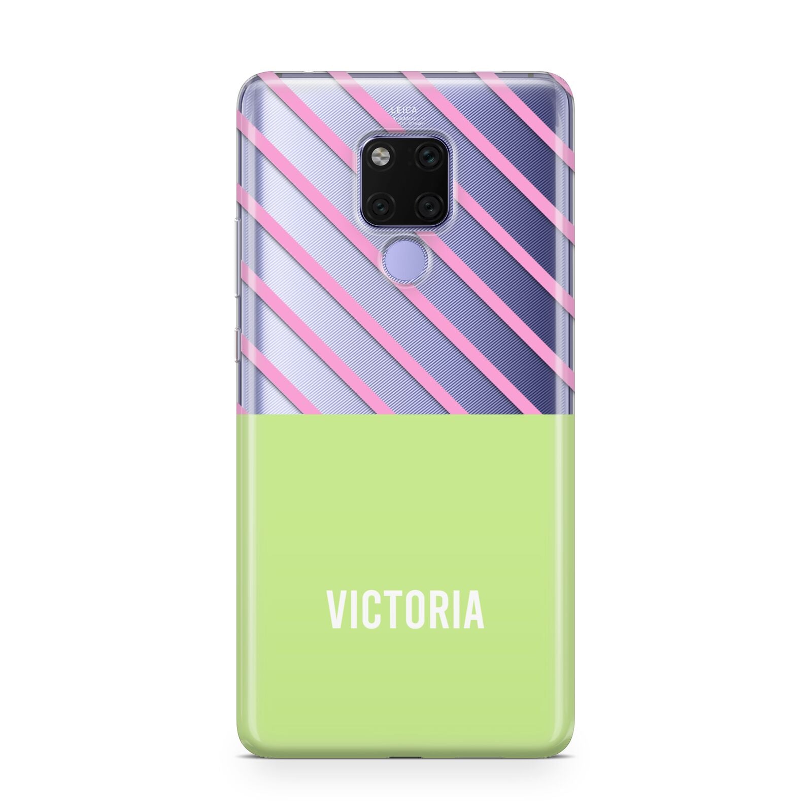 Personalised Pink Green Striped Huawei Mate 20X Phone Case