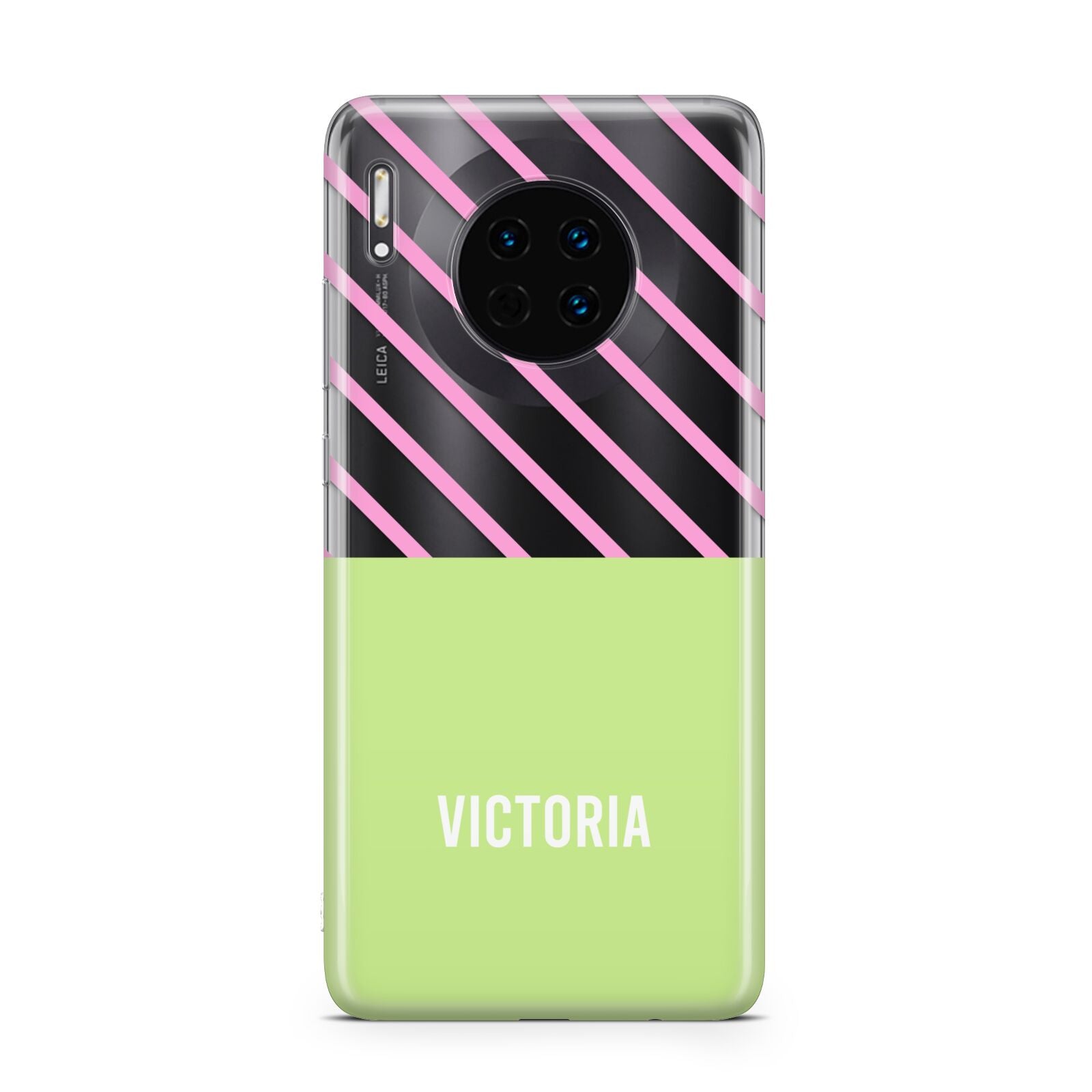 Personalised Pink Green Striped Huawei Mate 30