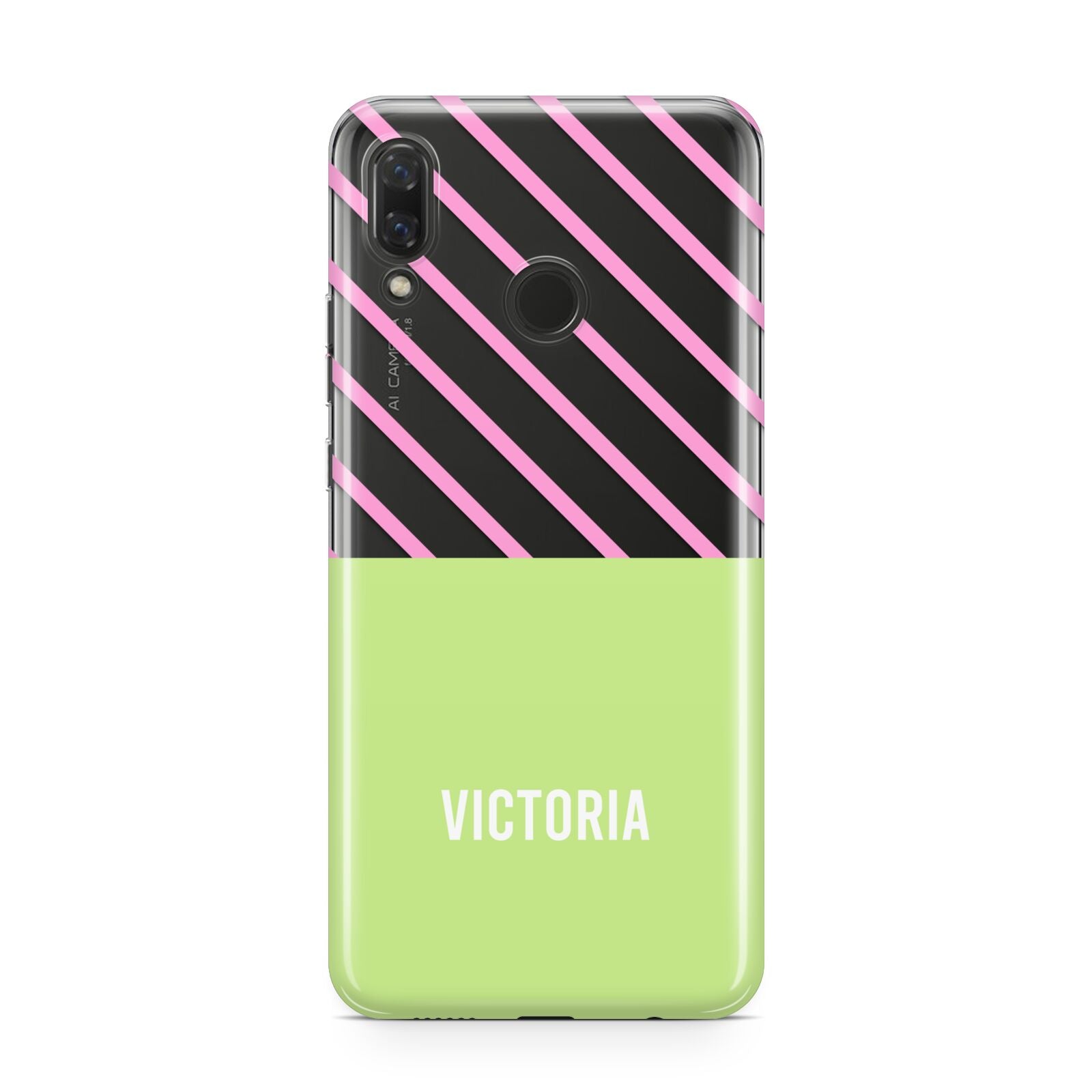 Personalised Pink Green Striped Huawei Nova 3 Phone Case