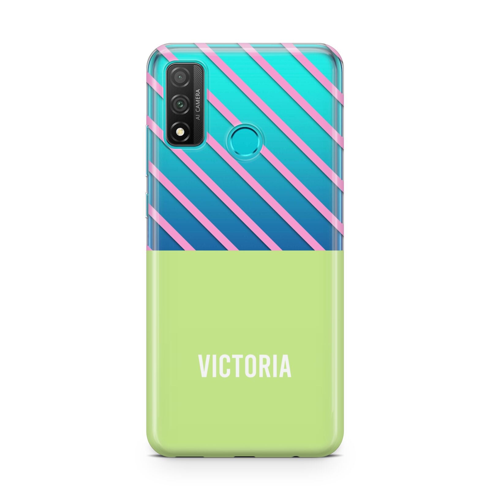 Personalised Pink Green Striped Huawei P Smart 2020