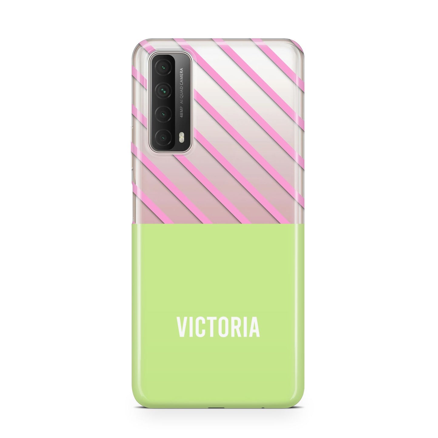 Personalised Pink Green Striped Huawei P Smart 2021