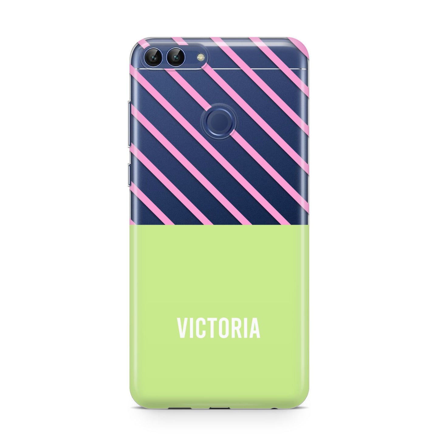 Personalised Pink Green Striped Huawei P Smart Case