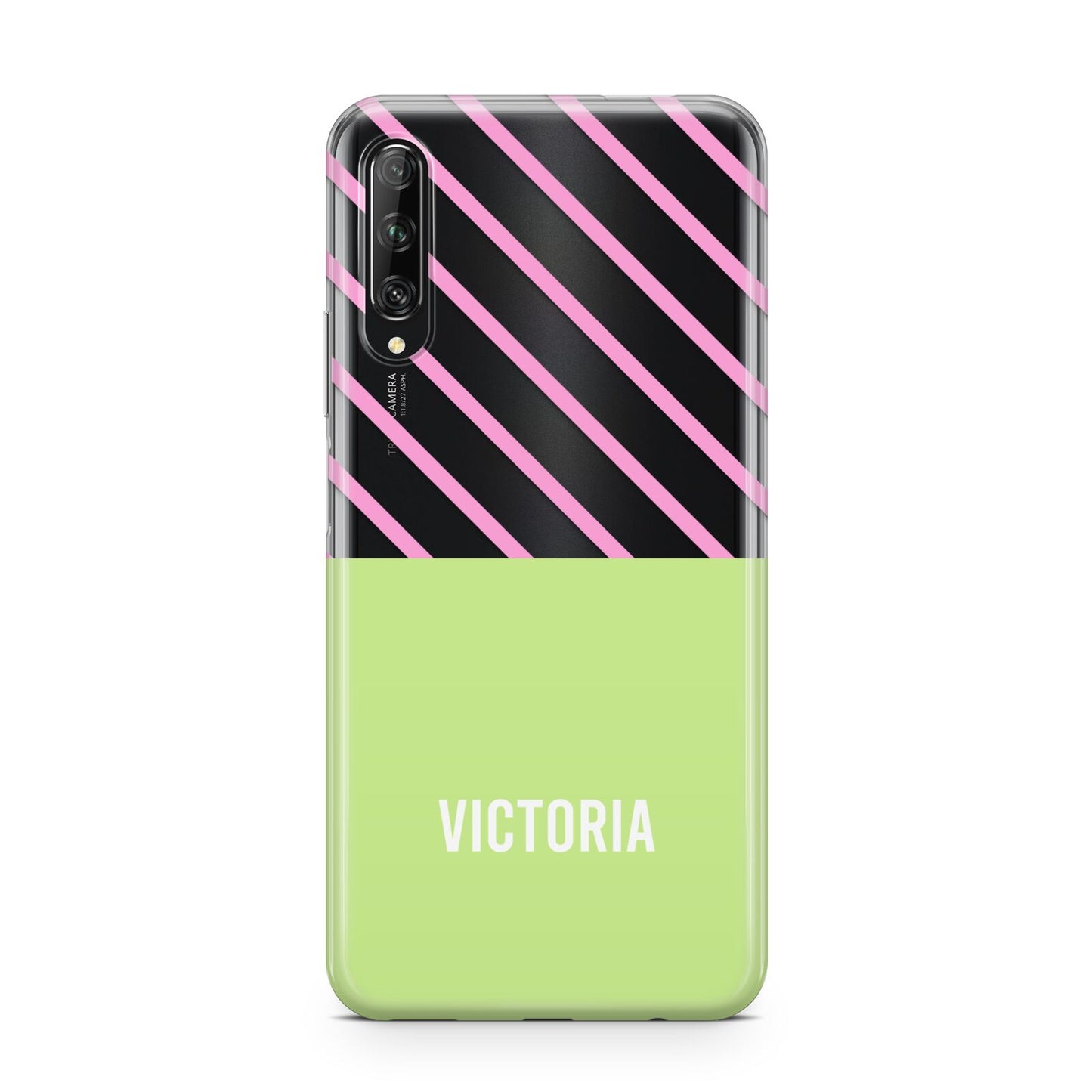 Personalised Pink Green Striped Huawei P Smart Pro 2019