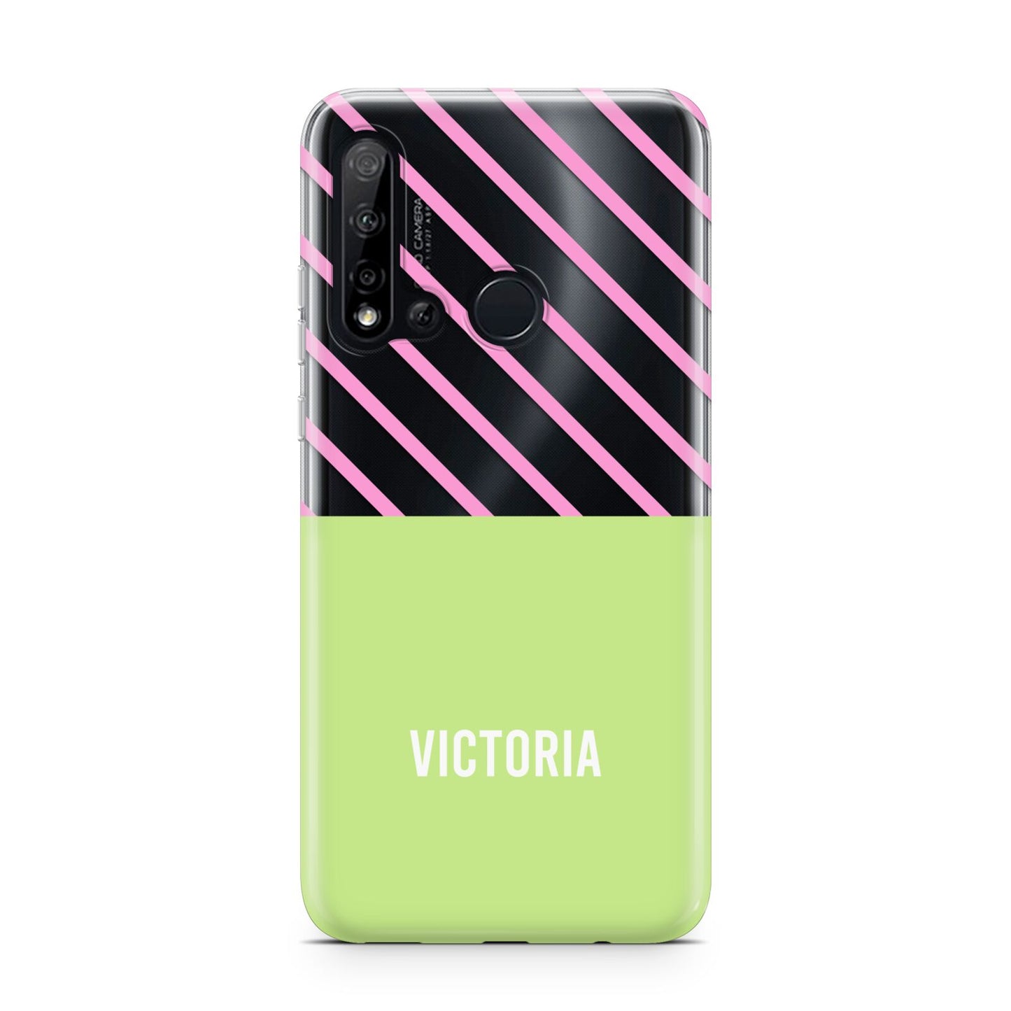 Personalised Pink Green Striped Huawei P20 Lite 5G Phone Case