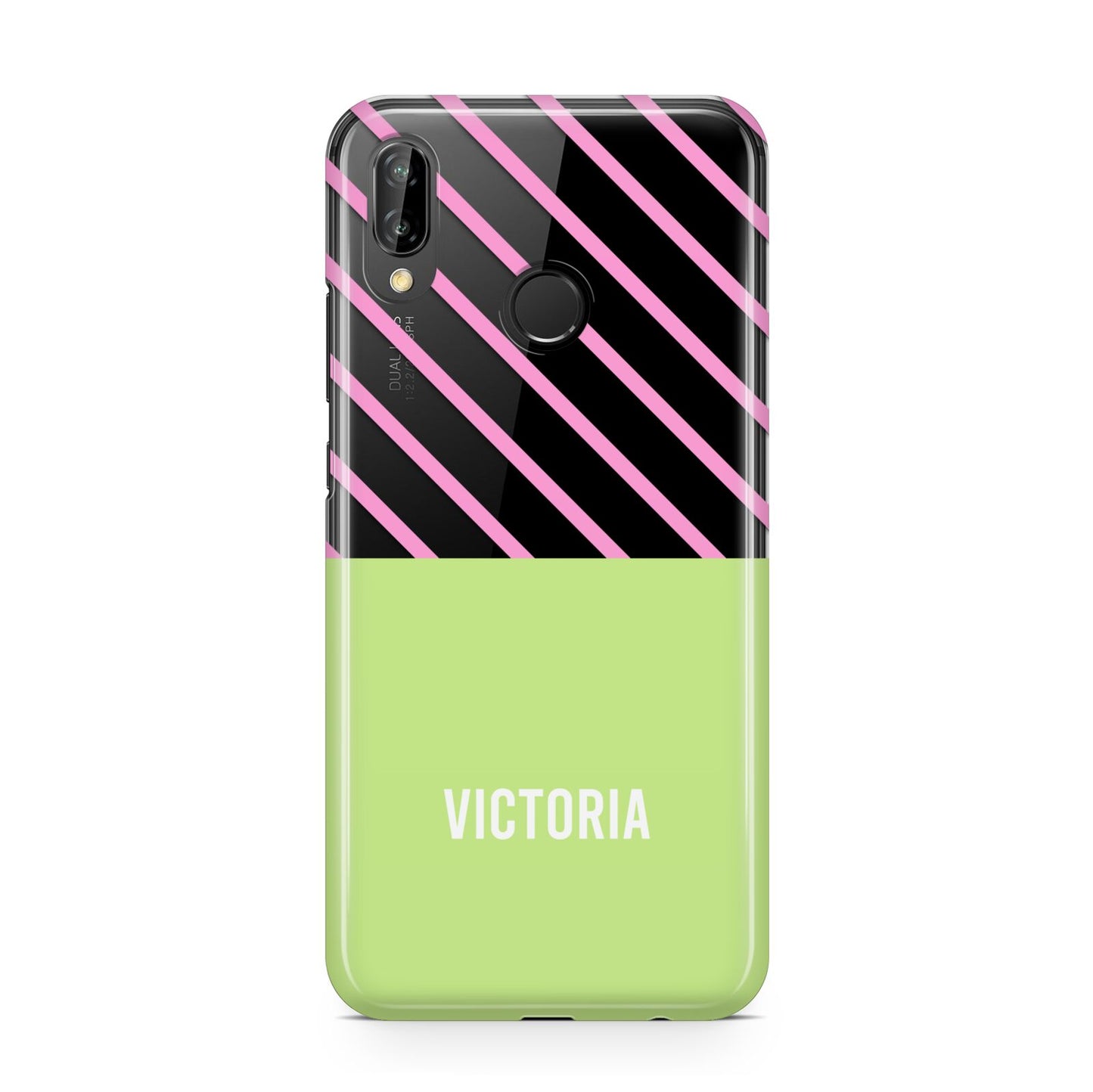 Personalised Pink Green Striped Huawei P20 Lite Phone Case