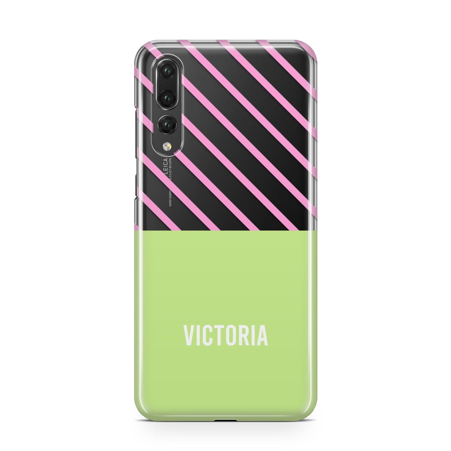 Personalised Pink Green Striped Huawei P20 Pro Phone Case