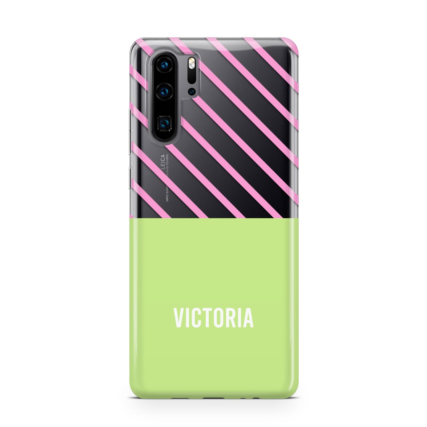 Personalised Pink Green Striped Huawei P30 Pro Phone Case