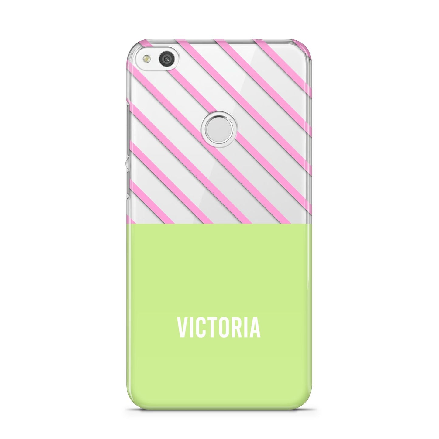 Personalised Pink Green Striped Huawei P8 Lite Case