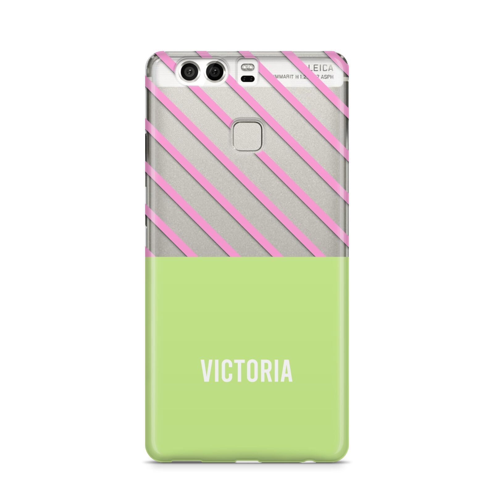 Personalised Pink Green Striped Huawei P9 Case