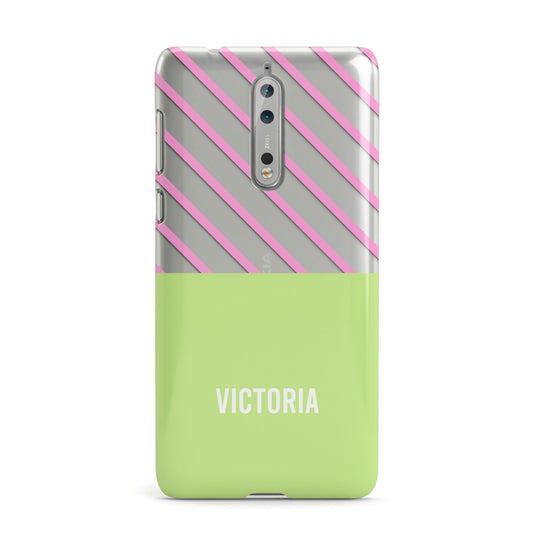 Personalised Pink Green Striped Nokia Case