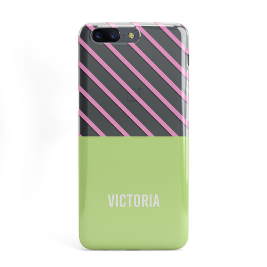 Personalised Pink Green Striped OnePlus Case