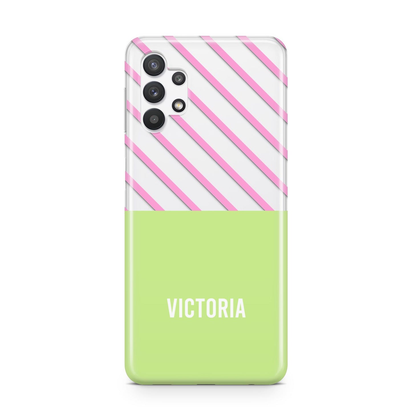 Personalised Pink Green Striped Samsung A32 5G Case