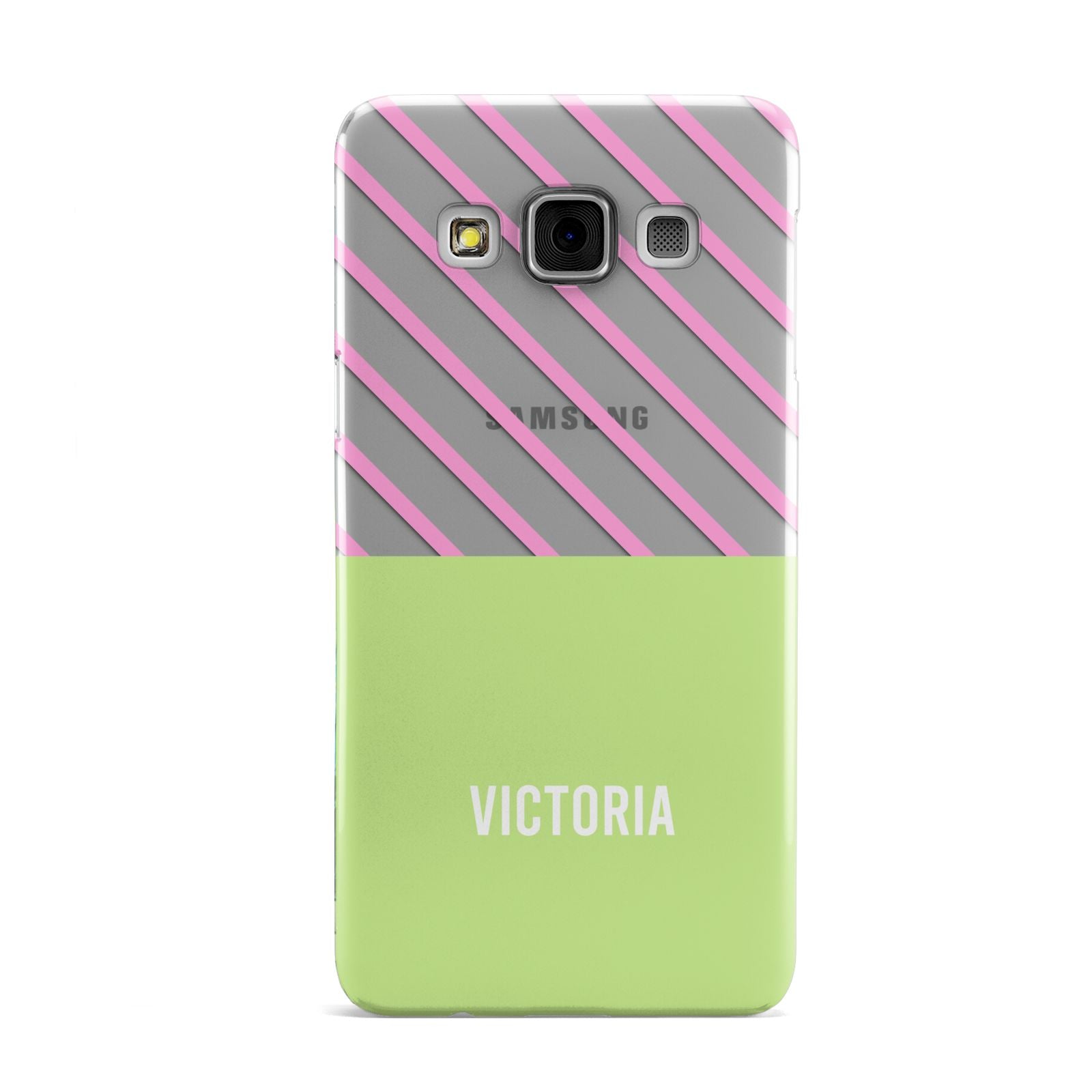 Personalised Pink Green Striped Samsung Galaxy A3 Case