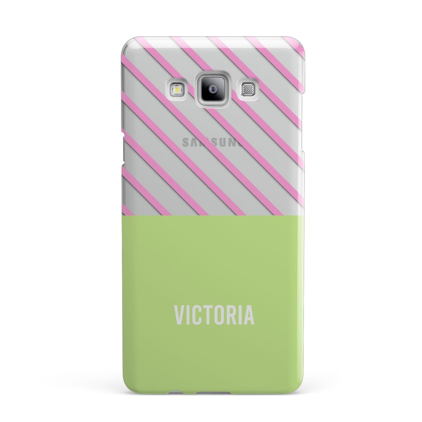 Personalised Pink Green Striped Samsung Galaxy A7 2015 Case