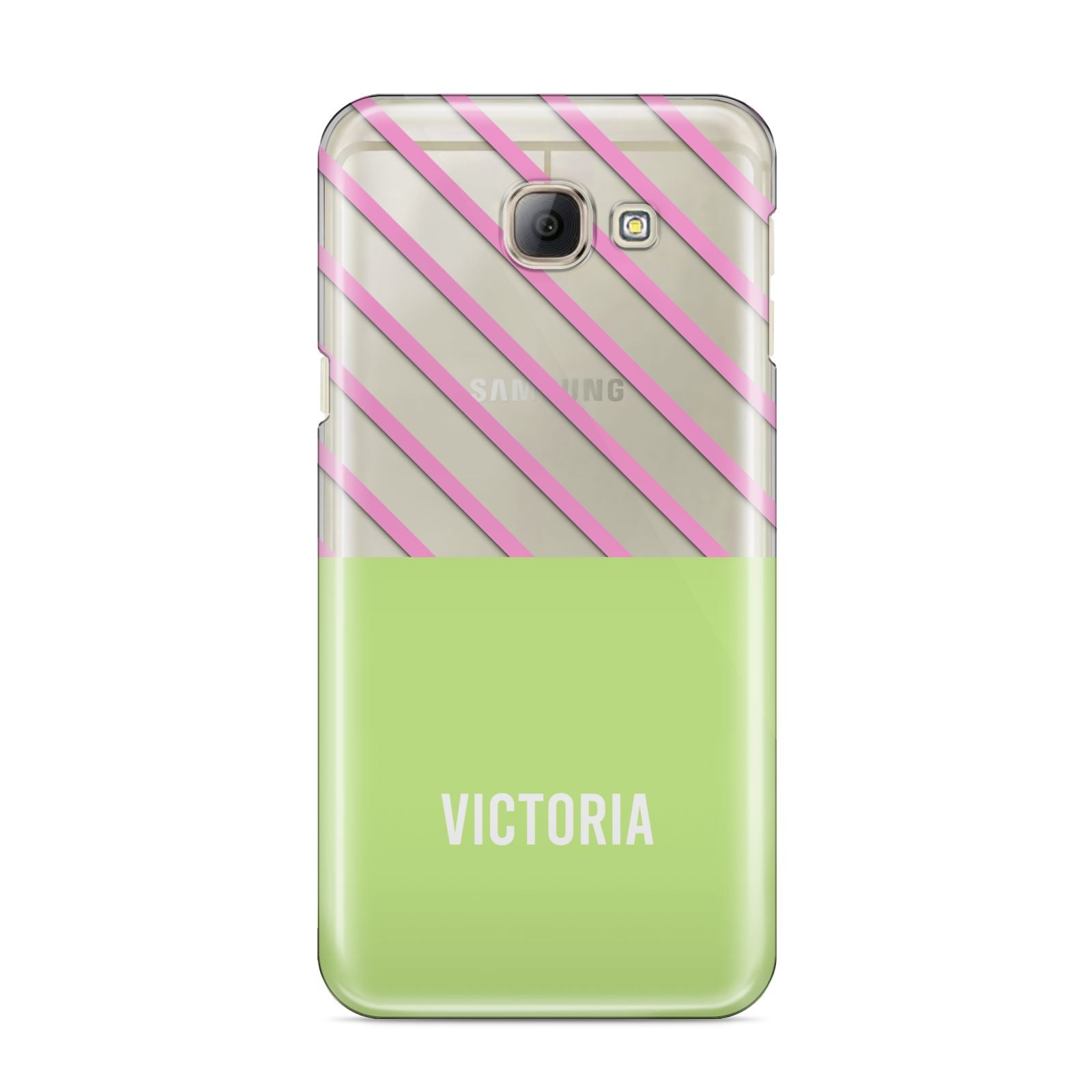 Personalised Pink Green Striped Samsung Galaxy A8 2016 Case