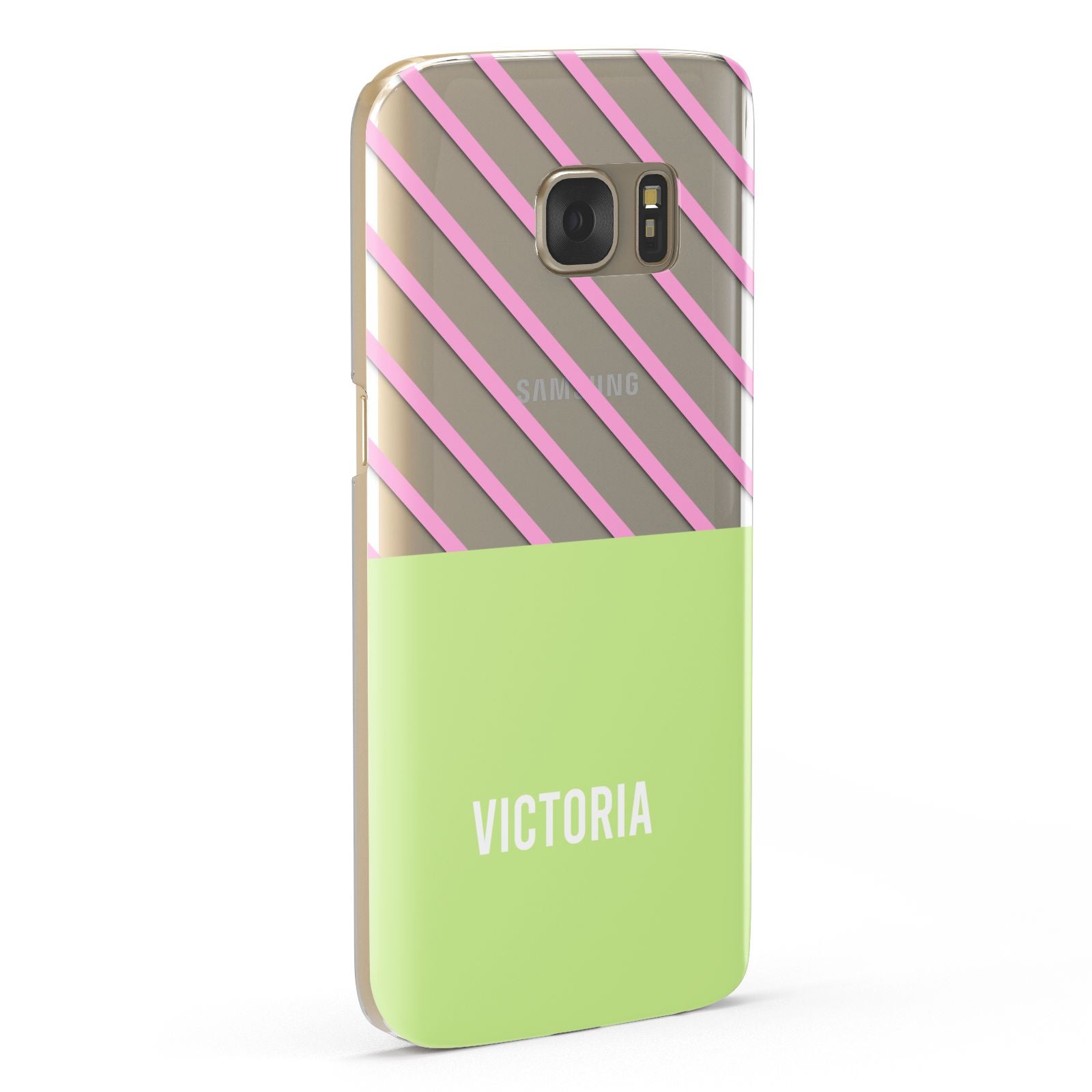 Personalised Pink Green Striped Samsung Galaxy Case Fourty Five Degrees