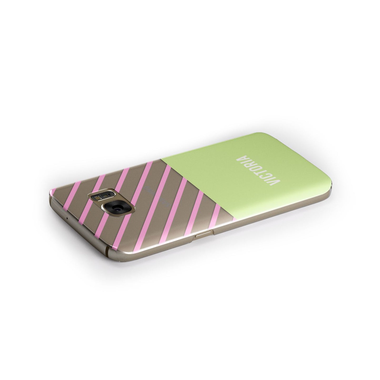 Personalised Pink Green Striped Samsung Galaxy Case Side Close Up