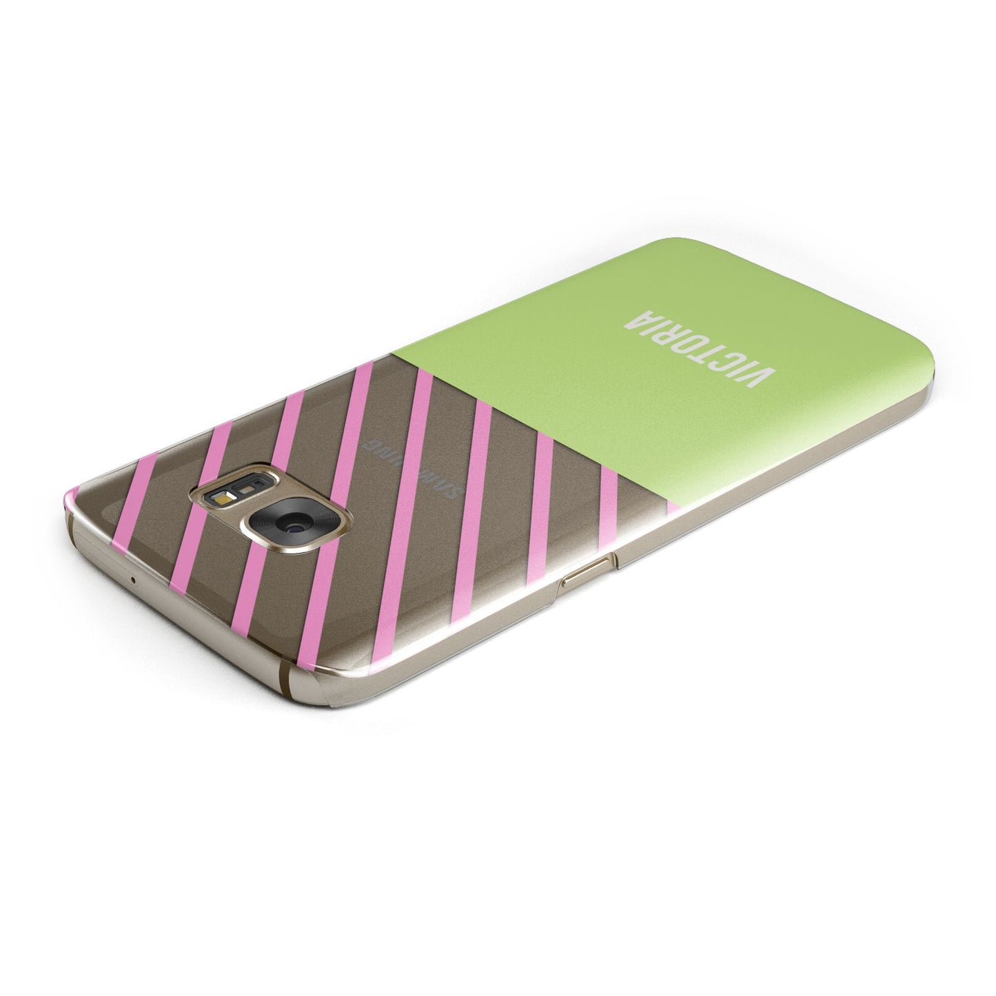 Personalised Pink Green Striped Samsung Galaxy Case Top Cutout