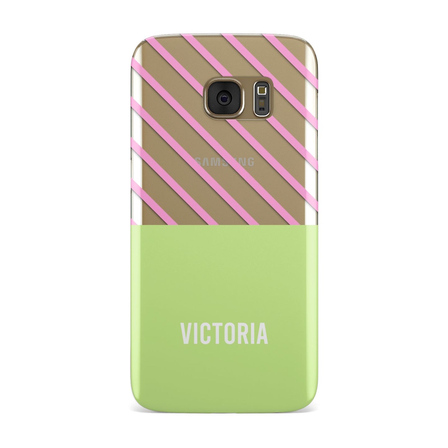 Personalised Pink Green Striped Samsung Galaxy Case