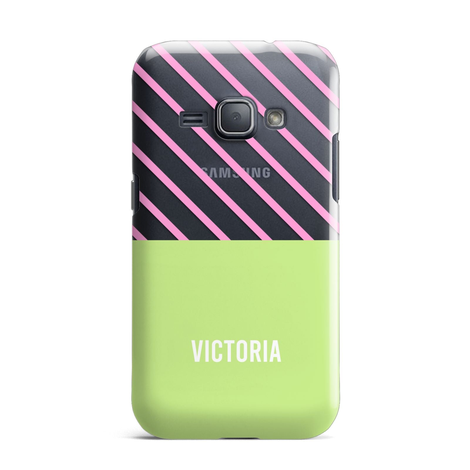 Personalised Pink Green Striped Samsung Galaxy J1 2016 Case