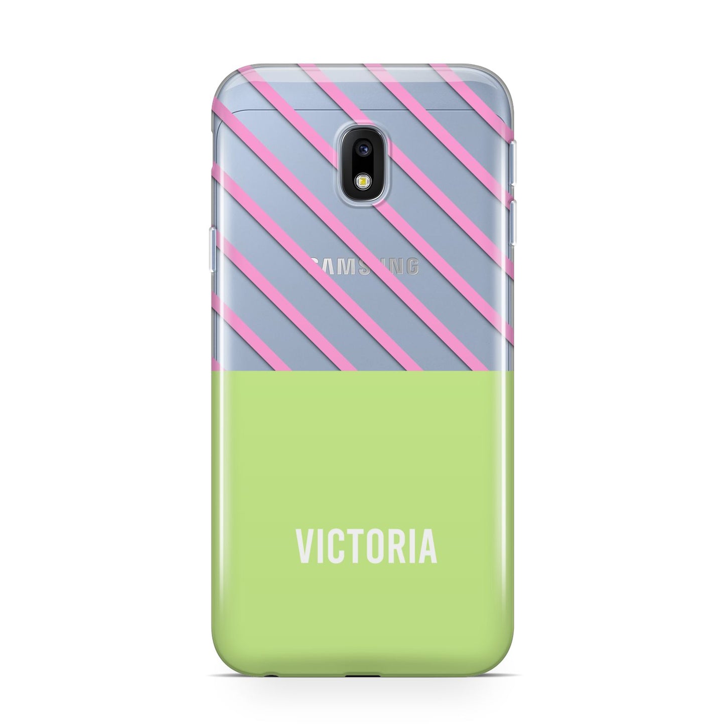 Personalised Pink Green Striped Samsung Galaxy J3 2017 Case