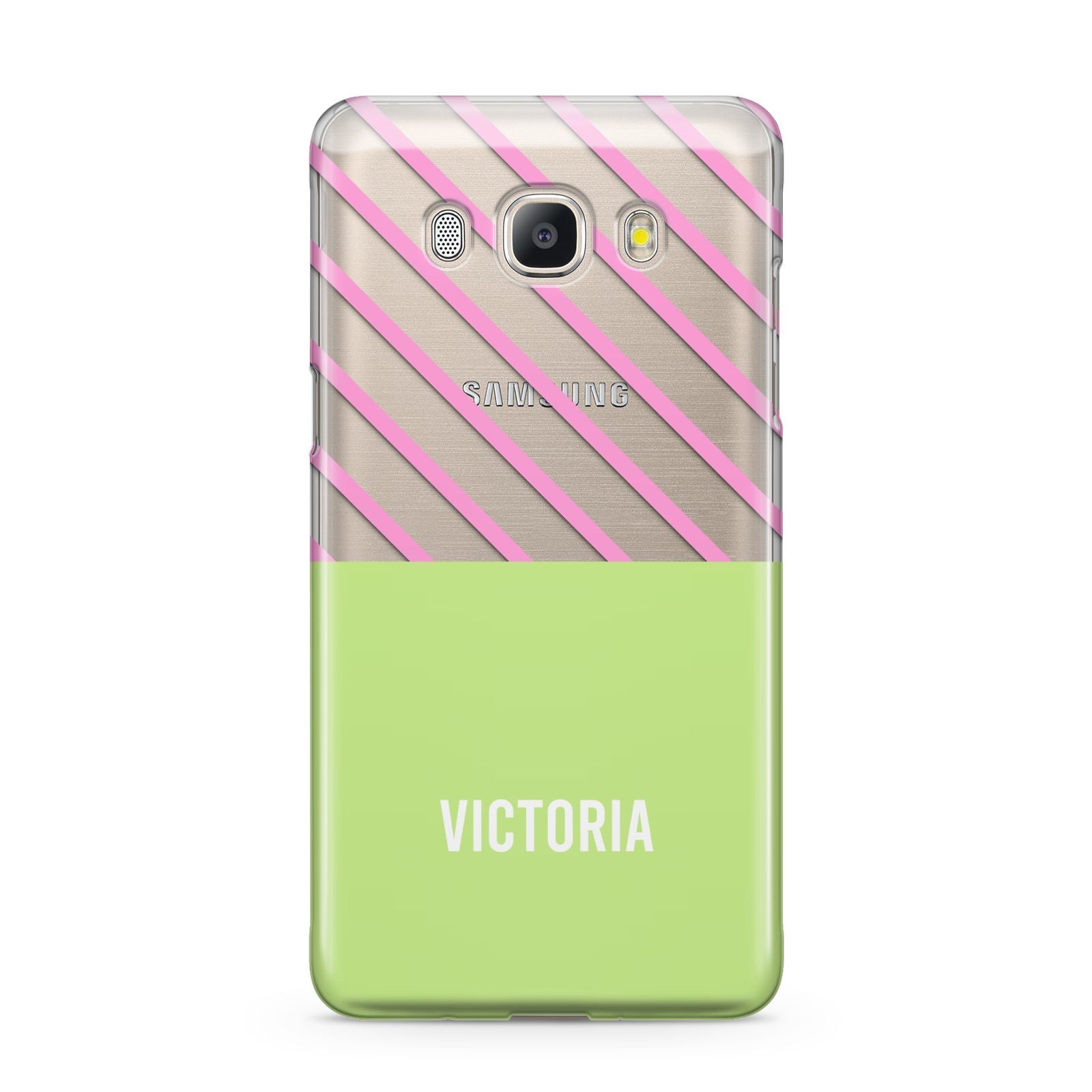 Personalised Pink Green Striped Samsung Galaxy J5 2016 Case