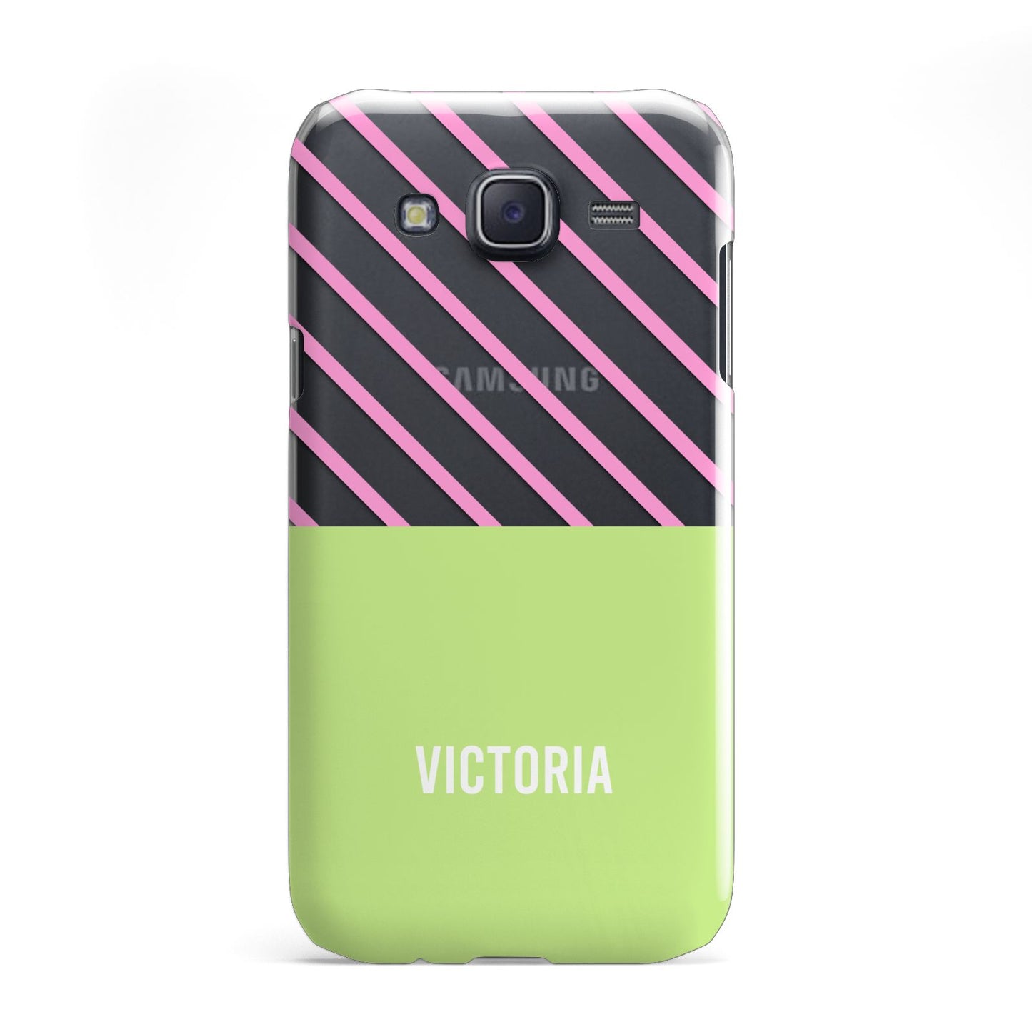 Personalised Pink Green Striped Samsung Galaxy J5 Case