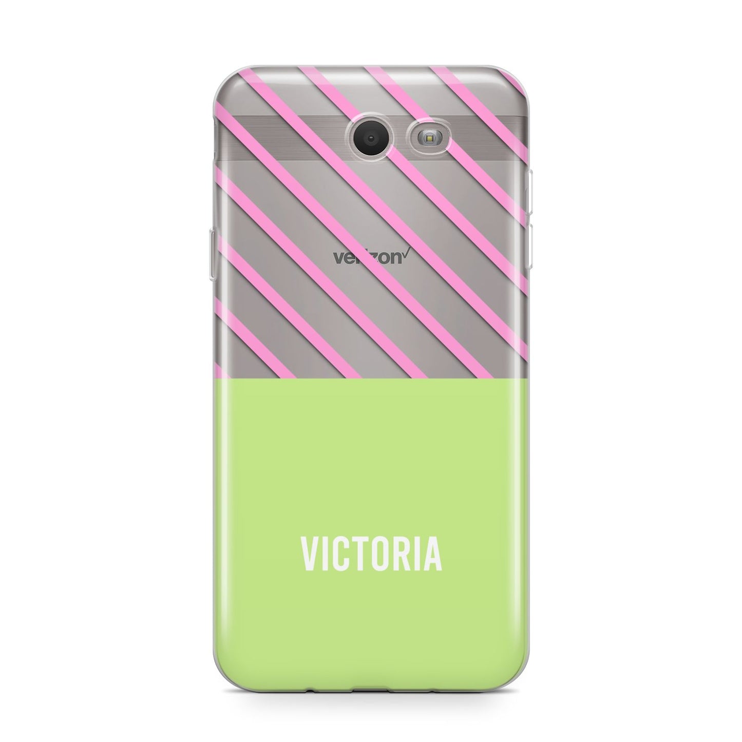 Personalised Pink Green Striped Samsung Galaxy J7 2017 Case