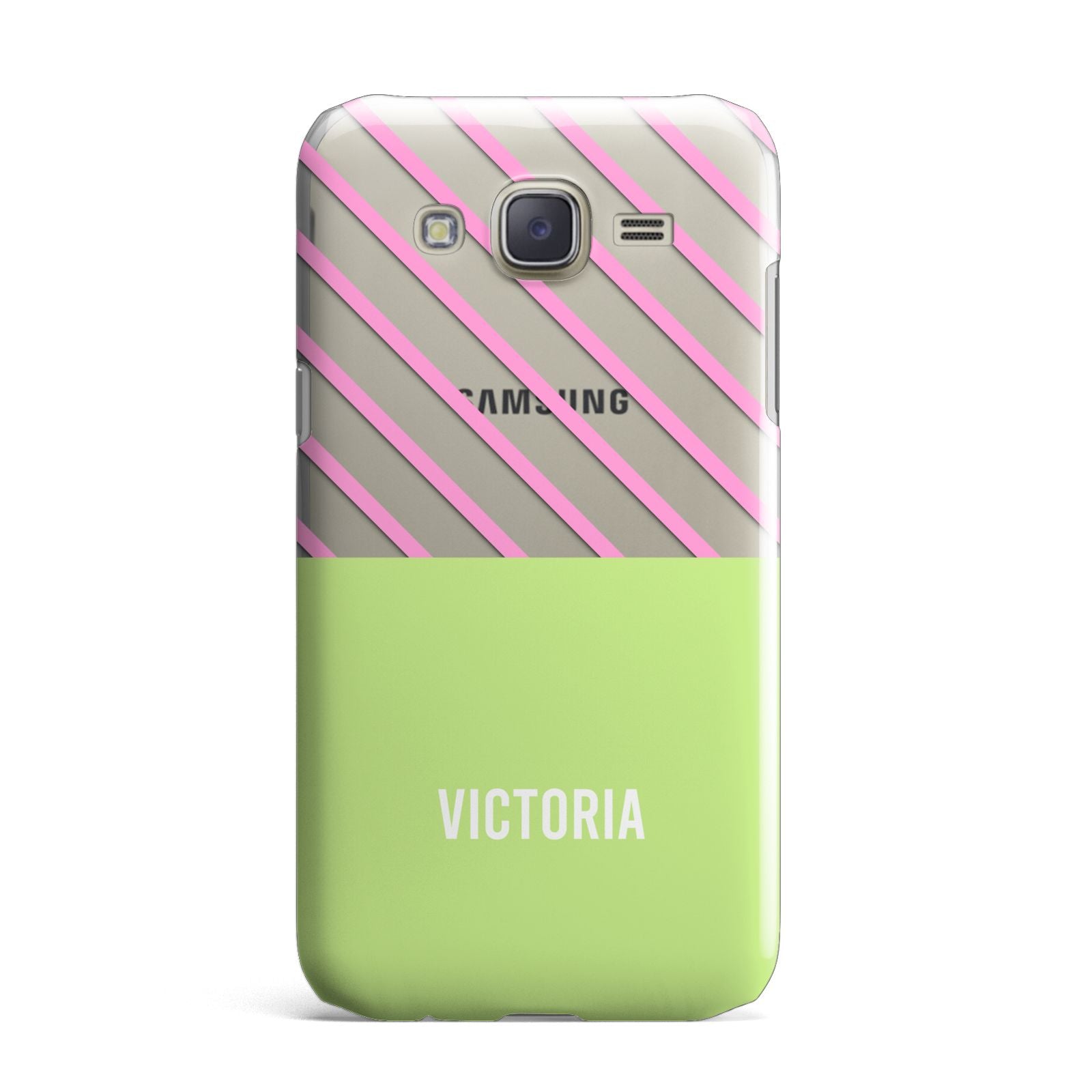 Personalised Pink Green Striped Samsung Galaxy J7 Case