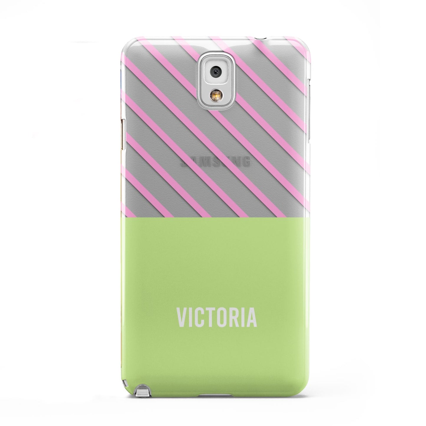 Personalised Pink Green Striped Samsung Galaxy Note 3 Case