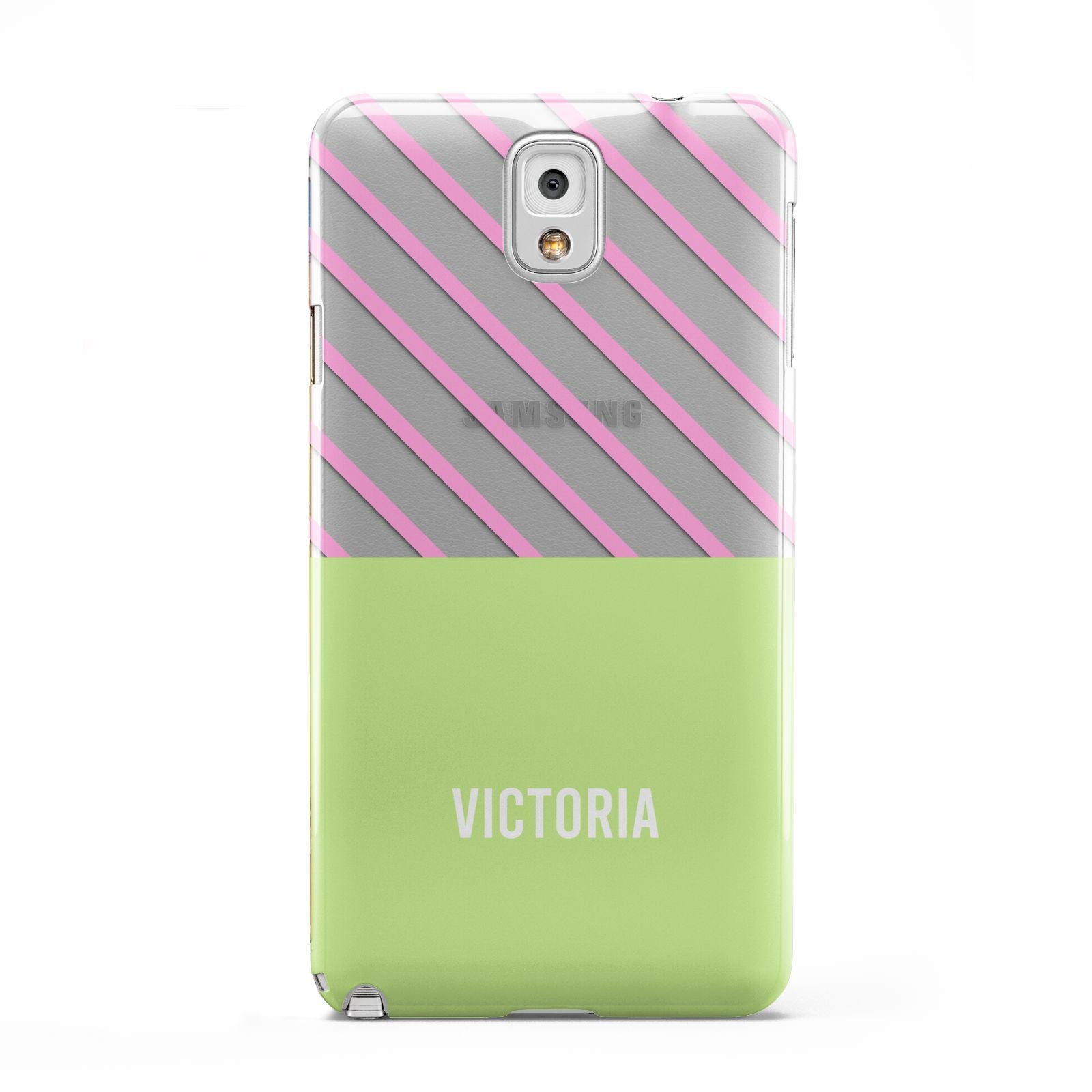 Personalised Pink Green Striped Samsung Galaxy Note 3 Case