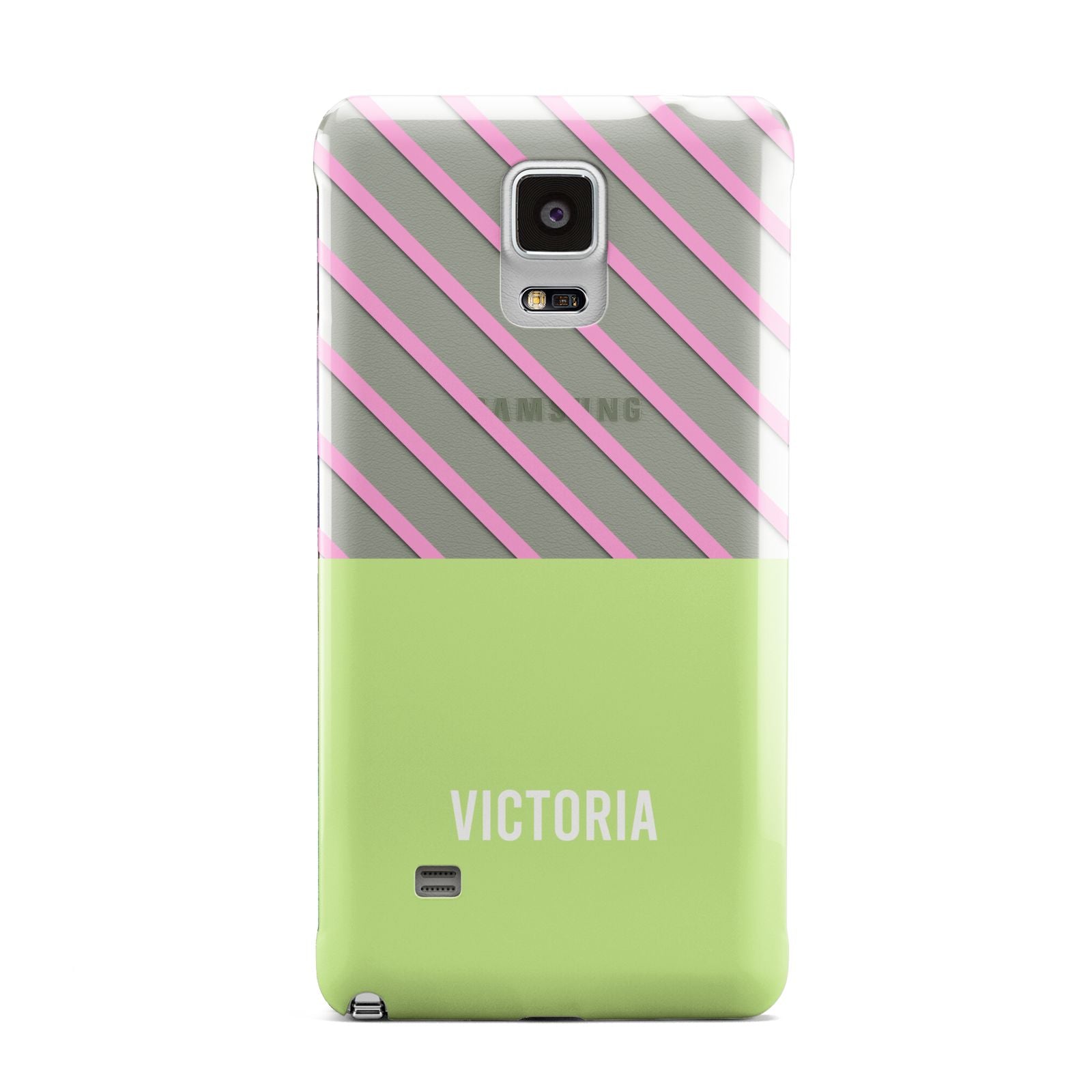 Personalised Pink Green Striped Samsung Galaxy Note 4 Case