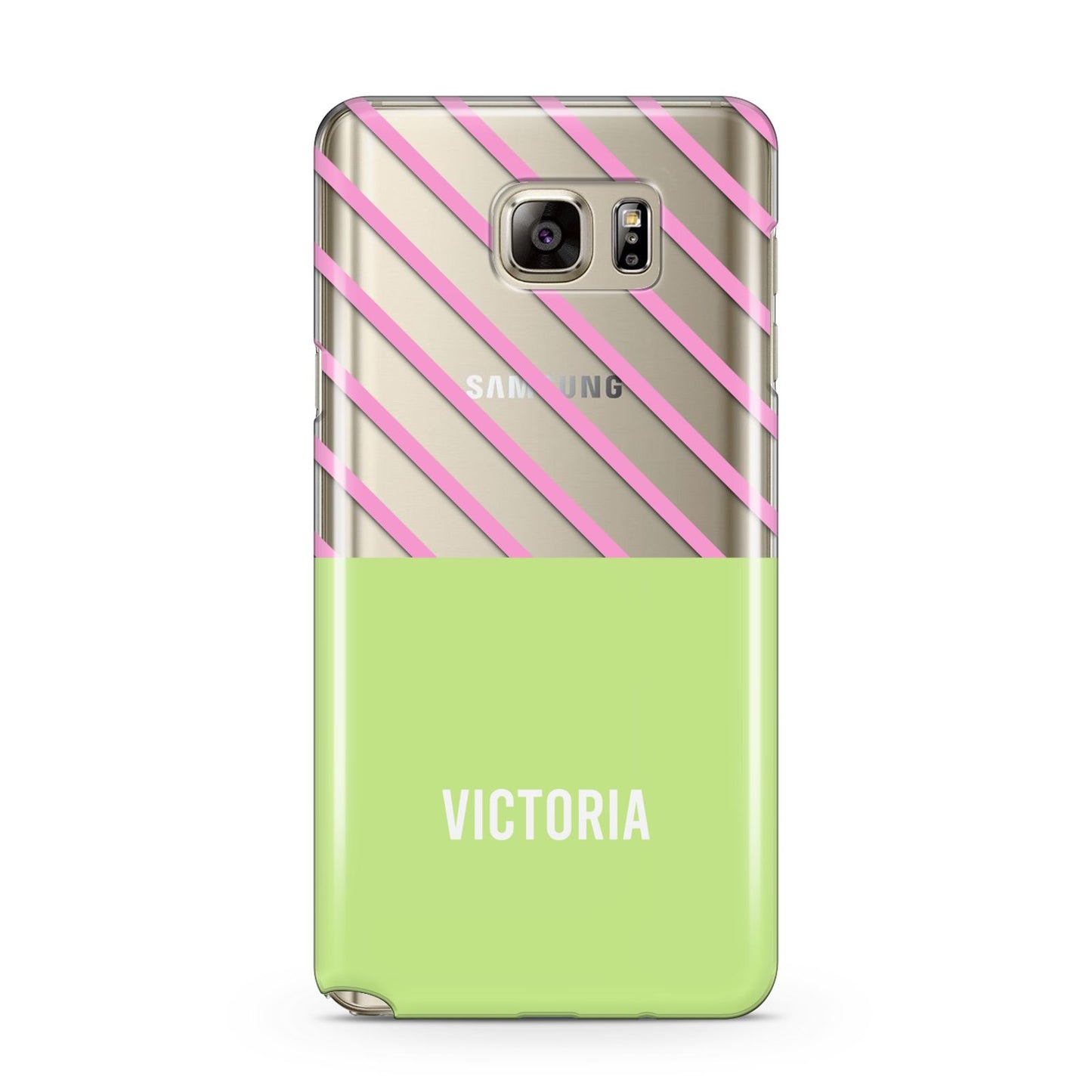 Personalised Pink Green Striped Samsung Galaxy Note 5 Case