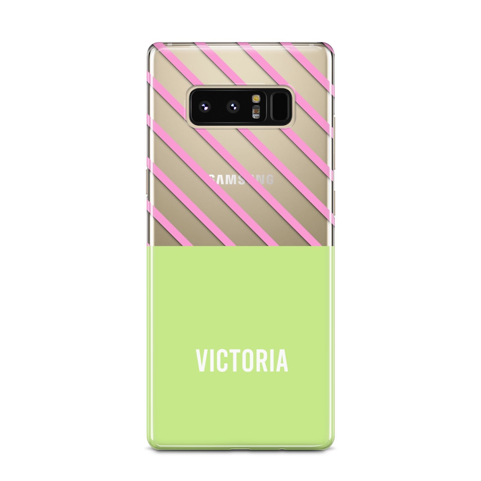 Personalised Pink Green Striped Samsung Galaxy Note 8 Case