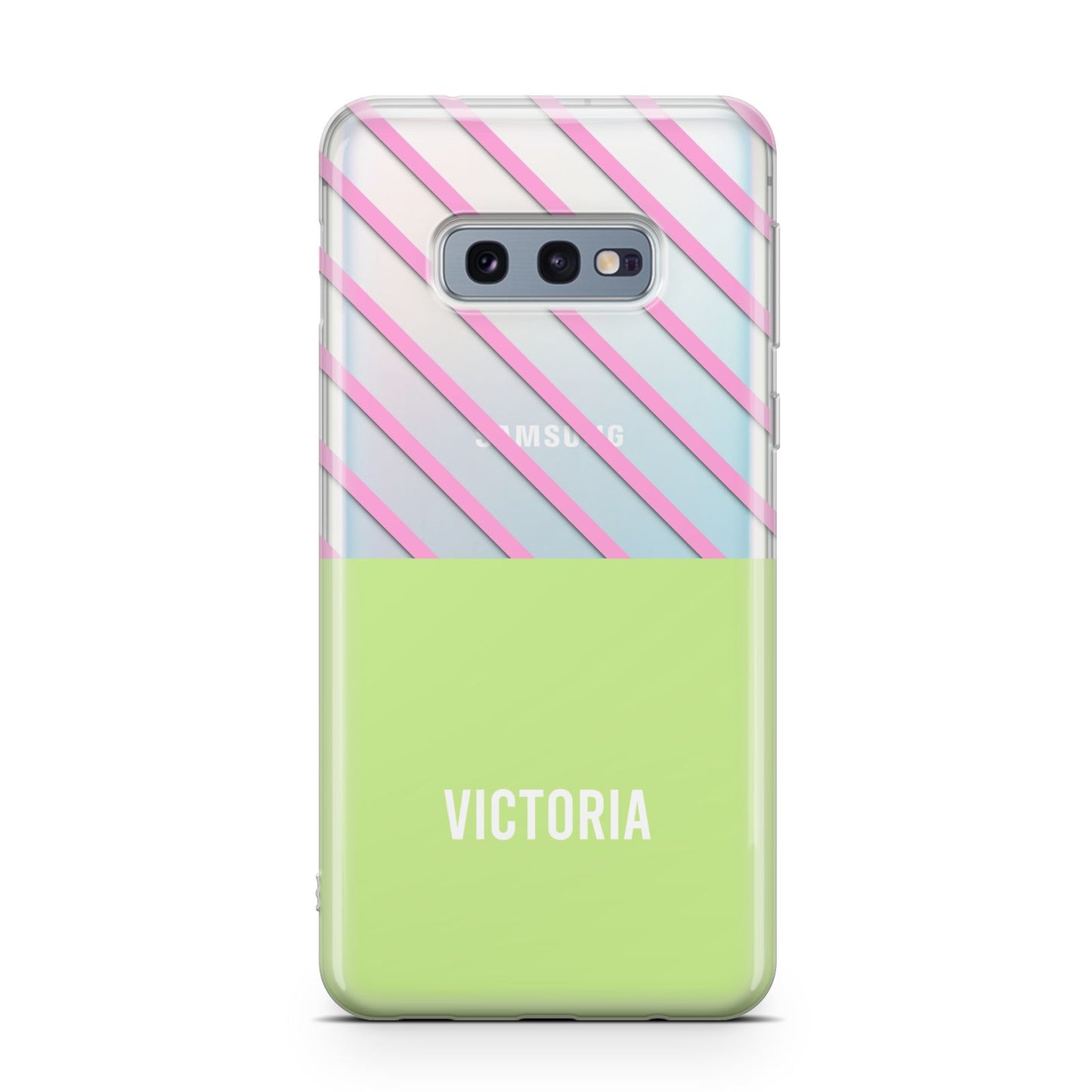 Personalised Pink Green Striped Samsung Galaxy S10E Case