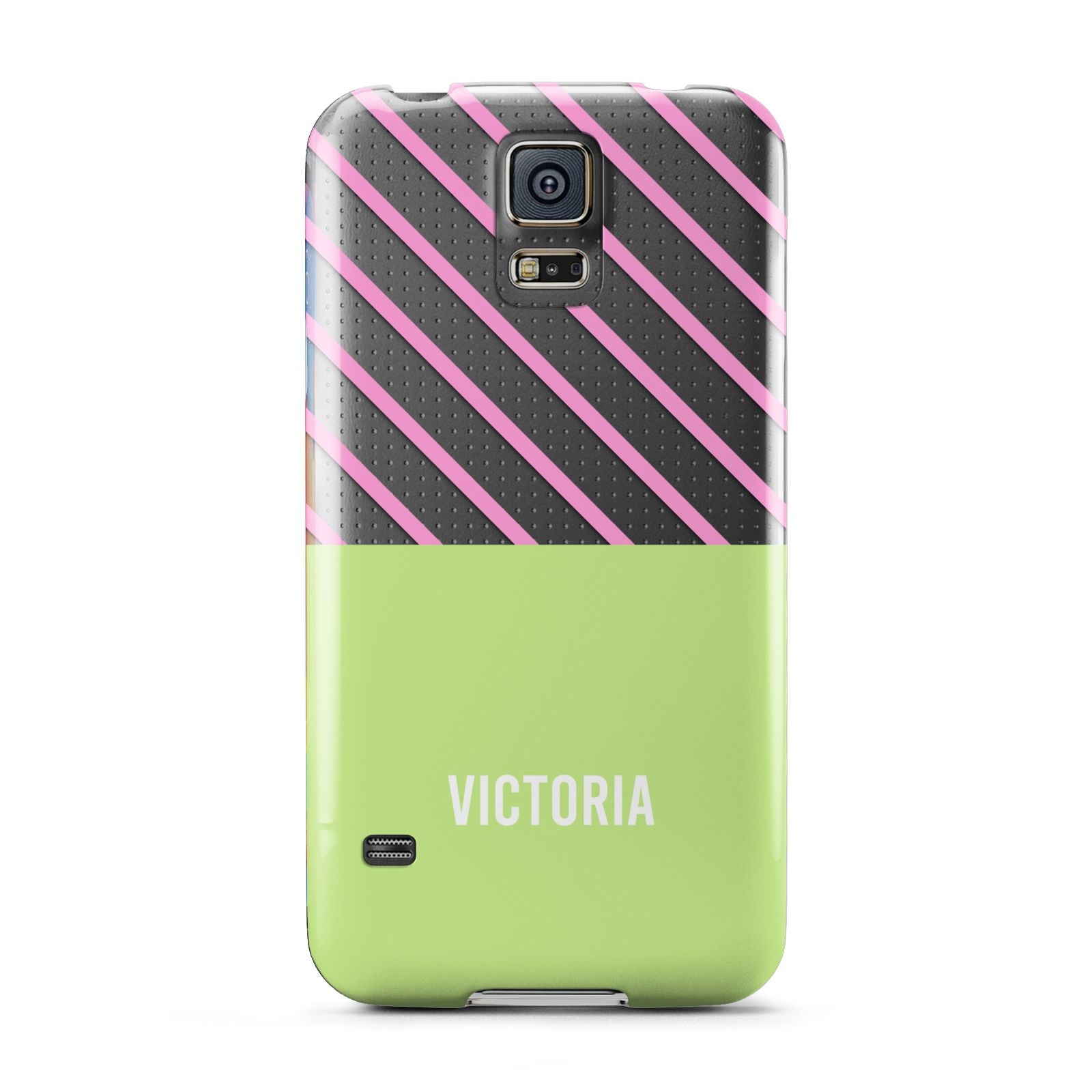 Personalised Pink Green Striped Samsung Galaxy S5 Case