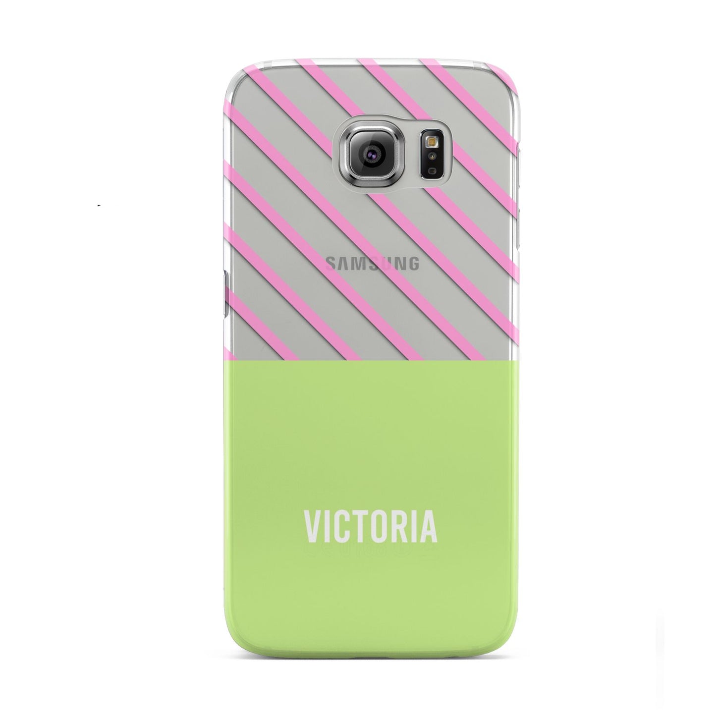 Personalised Pink Green Striped Samsung Galaxy S6 Case