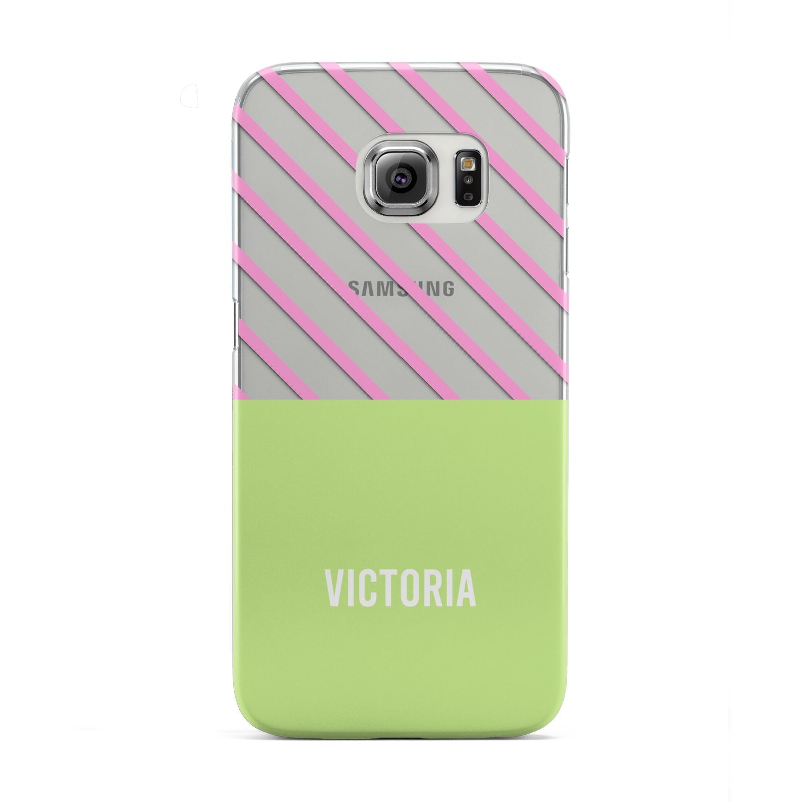 Personalised Pink Green Striped Samsung Galaxy S6 Edge Case