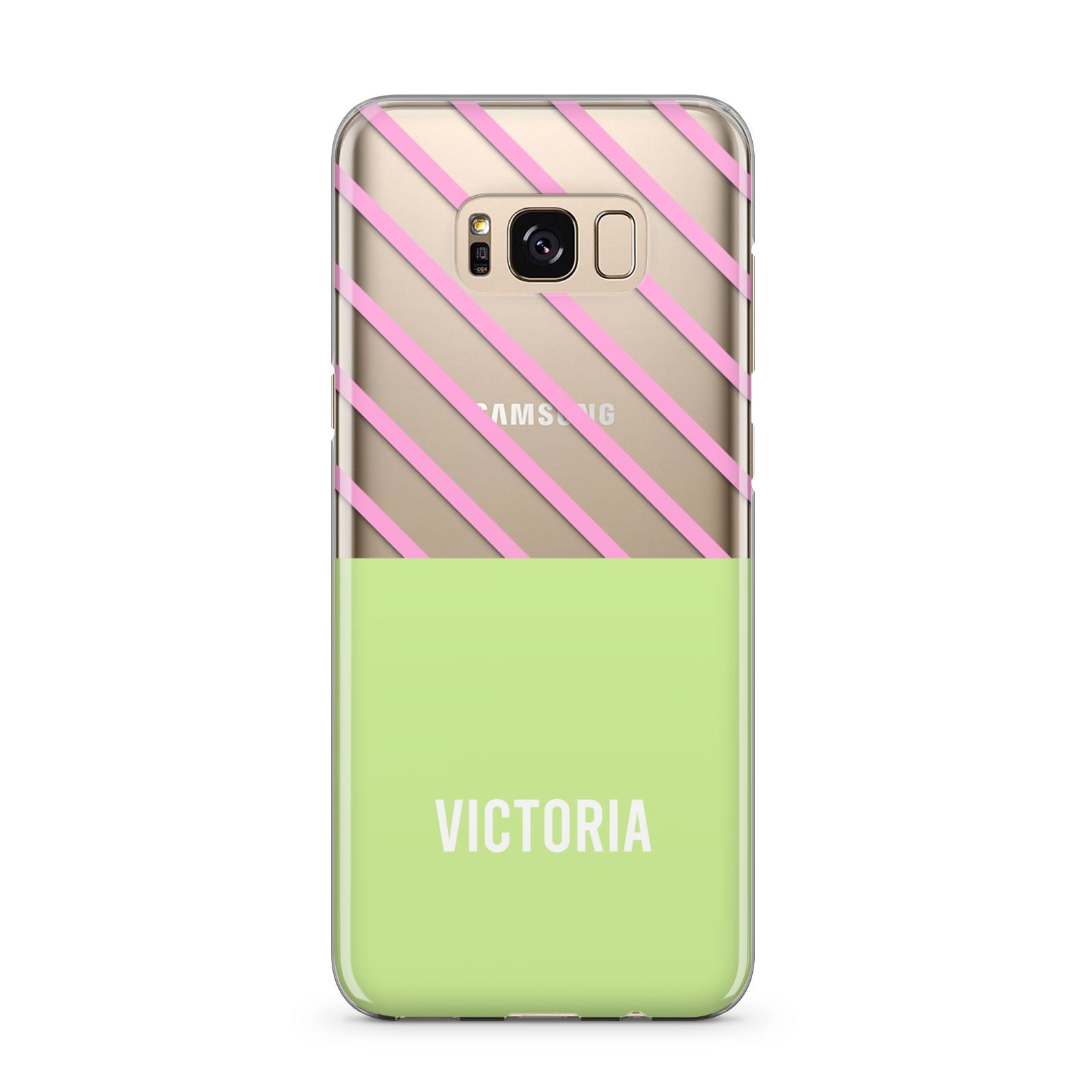 Personalised Pink Green Striped Samsung Galaxy S8 Plus Case