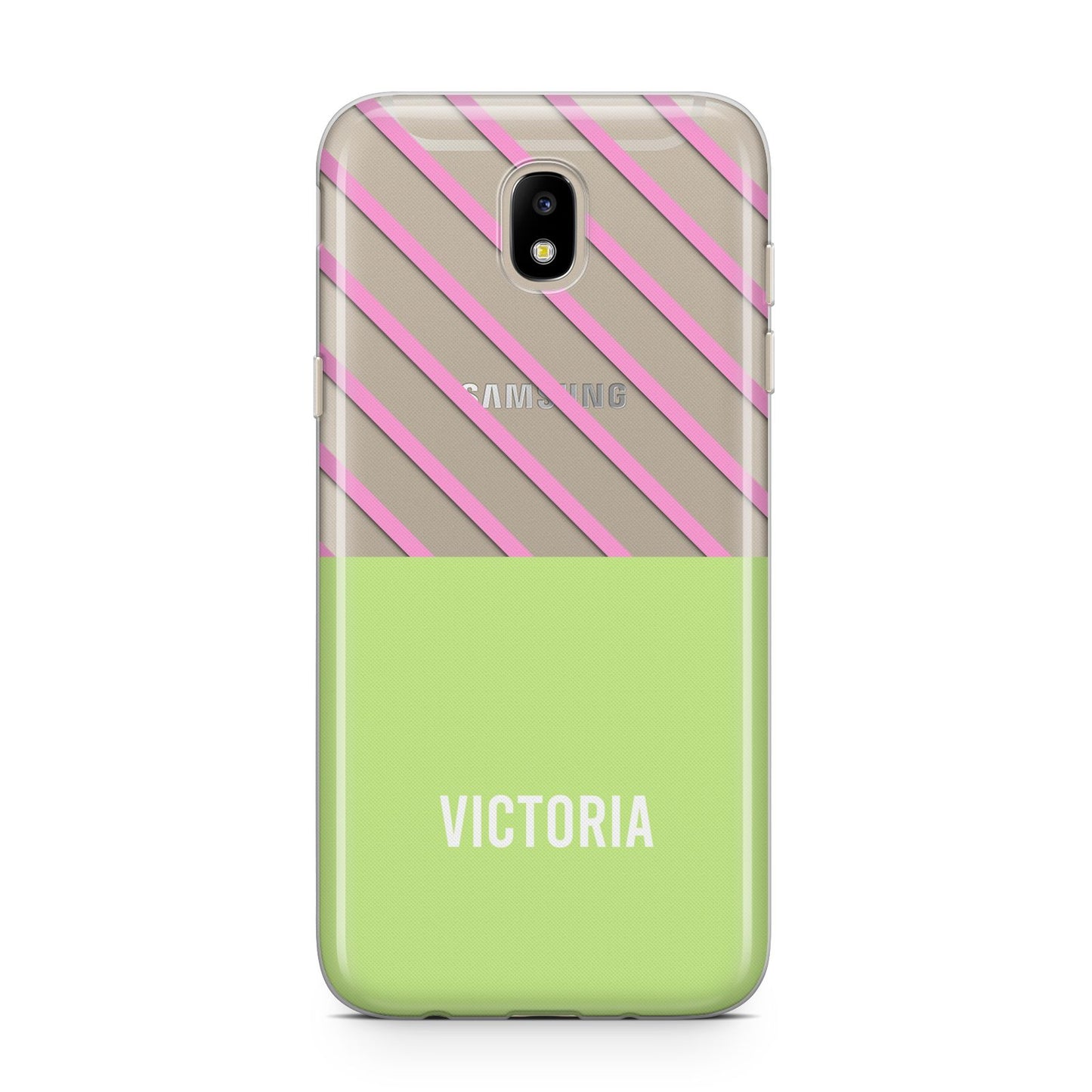 Personalised Pink Green Striped Samsung J5 2017 Case