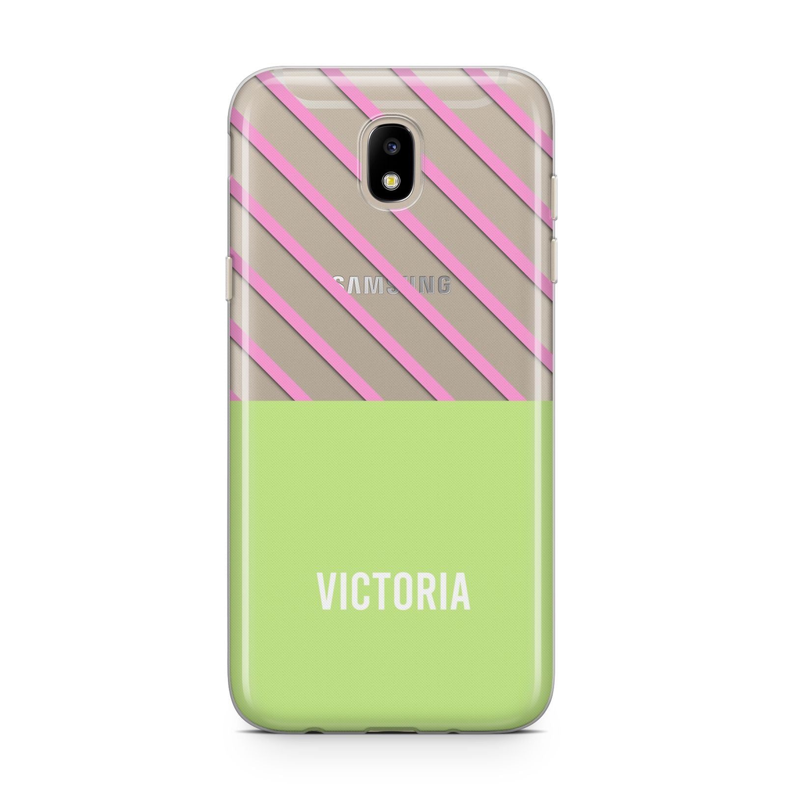 Personalised Pink Green Striped Samsung J5 2017 Case